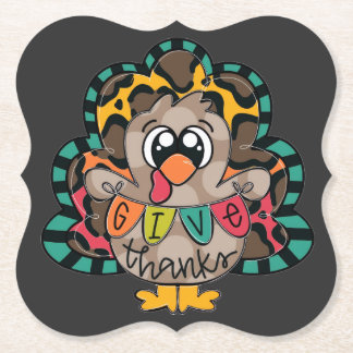 Posavasos De Papel Camiseta divertida y linda de pavo