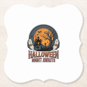 Posavasos De Papel Camiseta Fantasma Luna Grabada Escena Halloween Vi