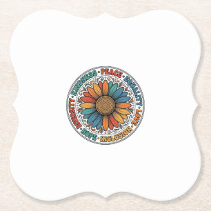 Posavasos De Papel Camiseta Flor De Bondad Vintage Paz Igualdad_1