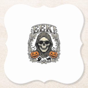 Posavasos De Papel Camiseta Gráfica de Calavera de Halloween con Grab