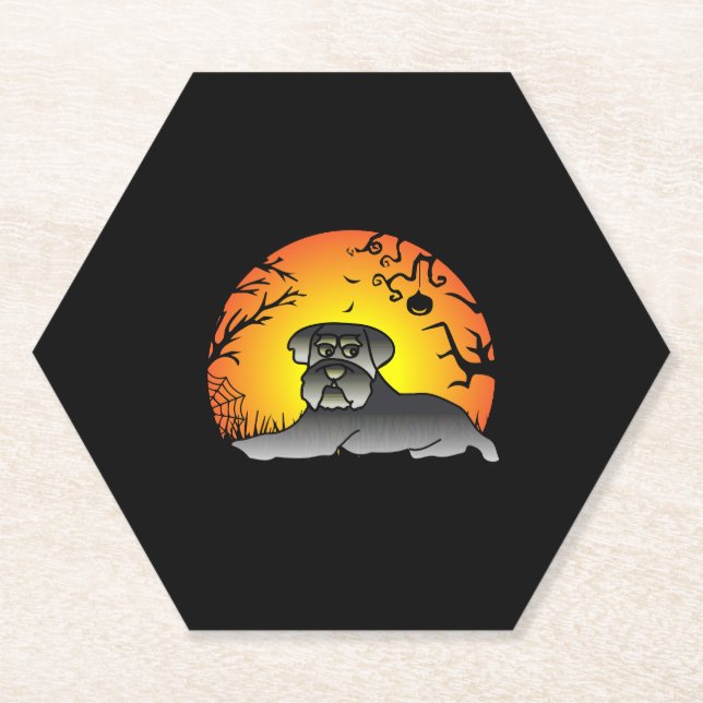 Posavasos De Papel Camiseta Halloween Schnauzer Dog Lover (Anverso)
