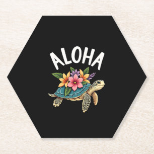 Posavasos De Papel Camiseta hawaiana Aloha Hawaii Tortuga Hibisco Niñ