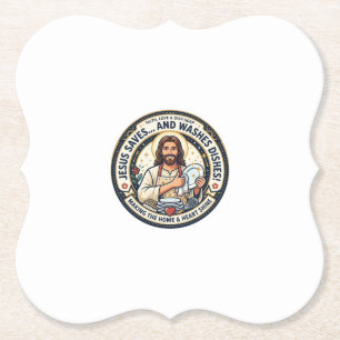 Posavasos De Papel Camiseta Humor Tareas de Lavandería Jesús Gráfica 