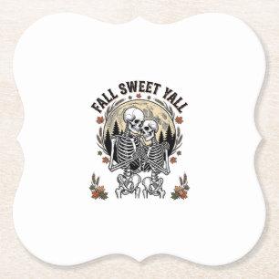 Posavasos De Papel Camiseta Otoñal de Pareja de Esqueleto de Otoño Gr