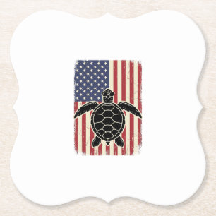 Posavasos De Papel Camiseta Patriótica Bandera Americana Tortuga Mari