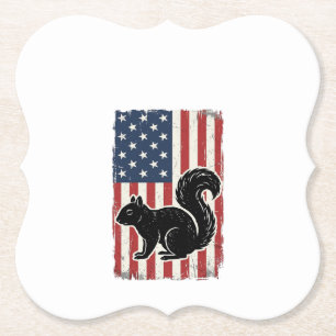 Posavasos De Papel Camiseta Patriótica de Ardilla de Bandera American