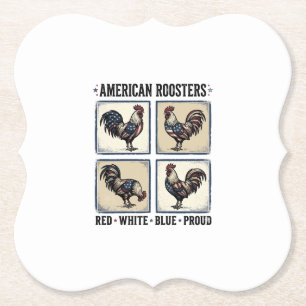 Posavasos De Papel Camiseta Patriótica Vintage American Roosters Dise
