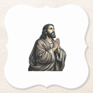 Posavasos De Papel Camiseta religiosa de hombre orando con grabado vi