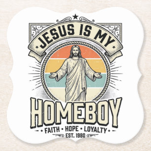 Posavasos De Papel Camiseta Religiosa Vintage Jesús Es Mi Amigo
