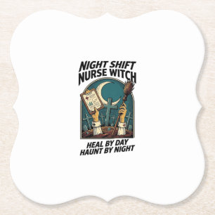 Posavasos De Papel Camiseta Retro de Halloween de Enfermera de Turno 