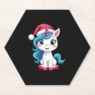 Posavasos De Papel Camiseta sin mangas de unicornios Navidad_Papa Noe