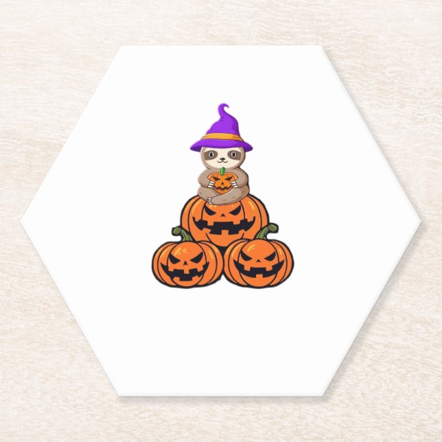 Posavasos De Papel Camiseta Sloth Halloween Premium (Anverso)