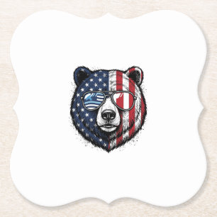 Posavasos De Papel Camiseta vector vintage de gafas de oso patriótico