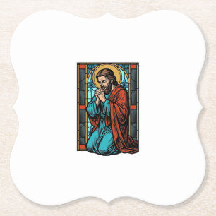 Posavasos De Papel Camiseta vectorial de figura religiosa orando vint