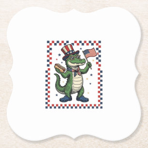 Posavasos De Papel Camiseta Vintage Bandera de Hot Dog de Cocodrilo P