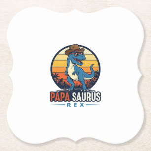 Posavasos De Papel Camiseta Vintage de Dinosaurio Vaquero Papa Saurus