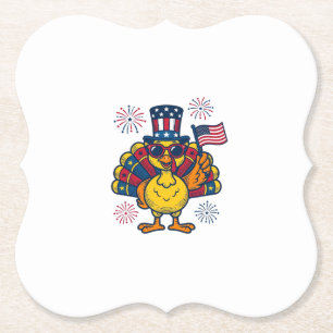 Posavasos De Papel Camiseta Vintage de Fuegos Artificiales de Pavo Pa