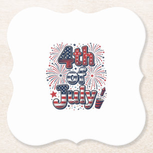 Posavasos De Papel Camiseta Vintage de Fuegos Artificiales Patriótico