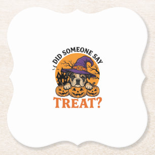 Posavasos De Papel Camiseta Vintage de Halloween Bulldog Bruja Perro 
