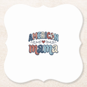 Posavasos De Papel Camiseta Vintage Patriótica Mama Americana_1