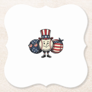 Posavasos De Papel Camiseta Vintage Vector Trio de Béisbol Patriótico