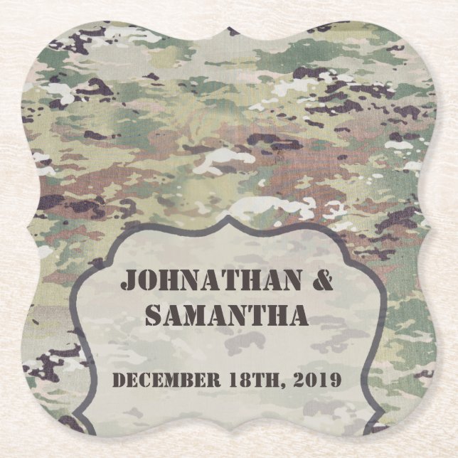 Posavasos De Papel Camoflauge Uniforme del Ejército OCP Camo (Anverso)