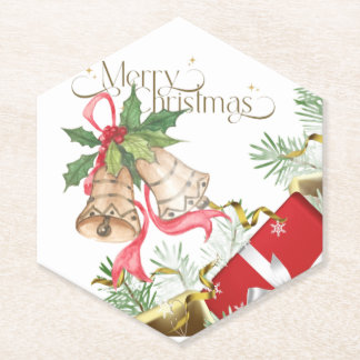Posavasos De Papel Campanas de Navidad elegantes y regalos Diseño de