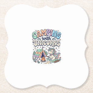 Posavasos De Papel Camping de Unicornios con Sticker Kawaii de Unicor
