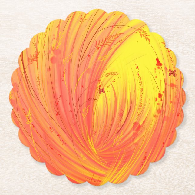 Posavasos De Papel campo de fuego dorado (Anverso)
