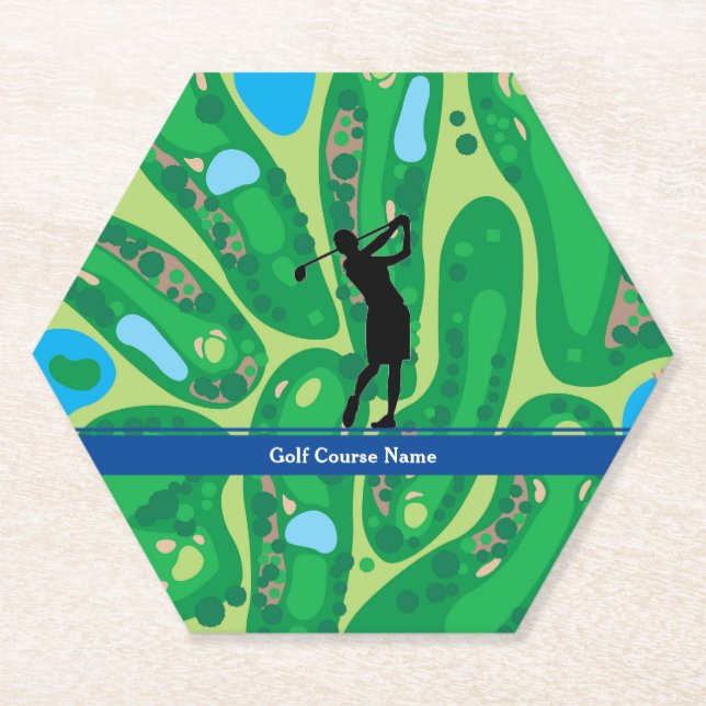 Posavasos De Papel Campo de golf Woman Golfer Silhouette (Anverso)