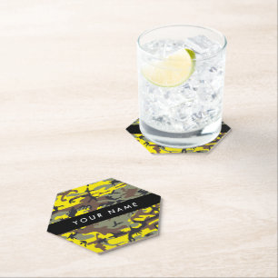 Posavasos De Papel Camuflaje amarillo y marrón Tu nombre Personaliza