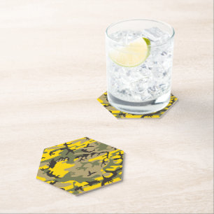 Posavasos De Papel Camuflaje amarillo y verde, ejército, ejército