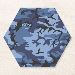 Posavasos De Papel Camuflaje azul de la marina, ejército, ejército