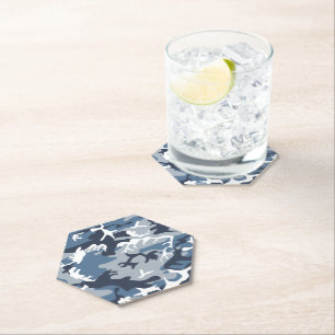 Posavasos De Papel Camuflaje azul de nieve en invierno, ejército