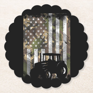 Posavasos De Papel Camuflaje Bandera Tractor Camión Antiguo de Granja