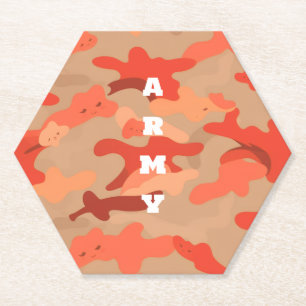 Posavasos De Papel Camuflaje de Bosque Naranja