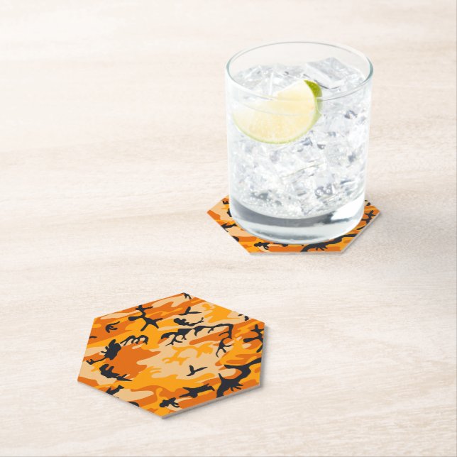 Posavasos De Papel Camuflaje naranja, militar, ejército (In situ)