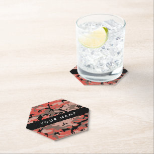 Posavasos De Papel Camuflaje rojo y marrón Tu nombre Personaliza