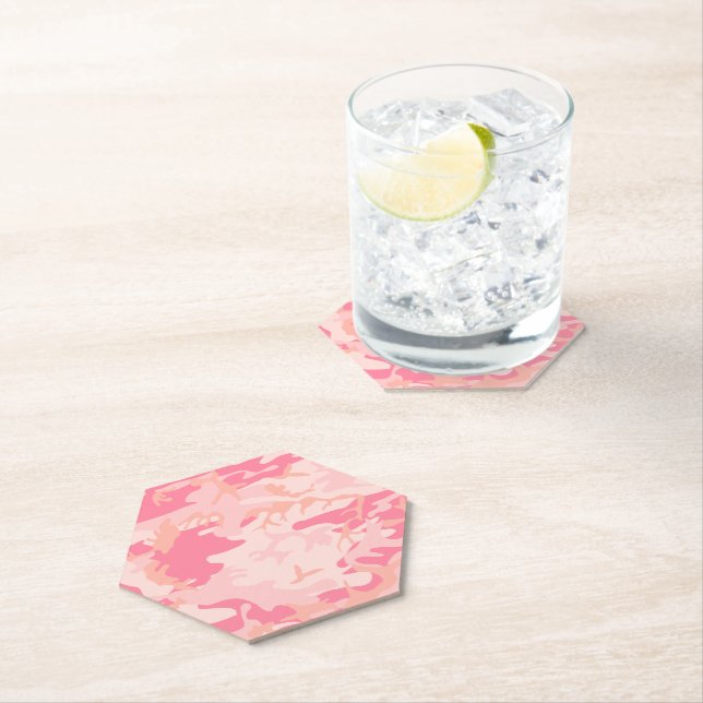 Posavasos De Papel Camuflaje rosa, ejército, ejército (In situ)
