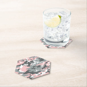 Posavasos De Papel Camuflaje rosa y gris, ejército, ejército