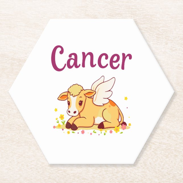 Posavasos De Papel Cáncer Zodiac Cow Png, Cáncer curado (Anverso)