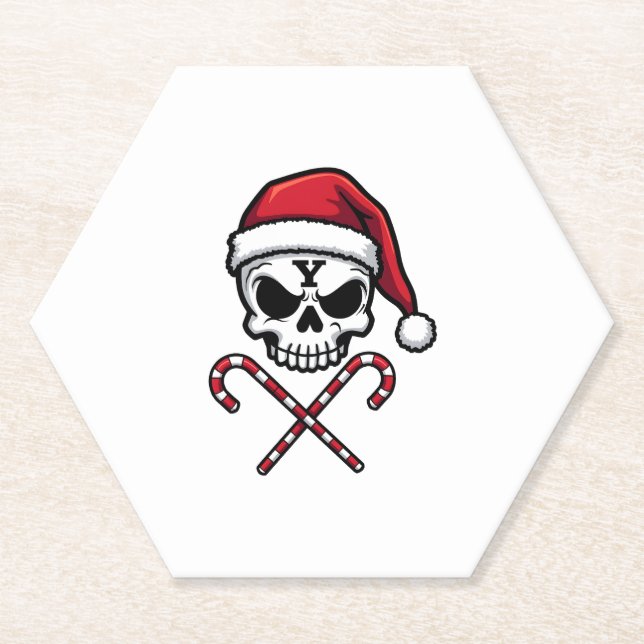 Posavasos De Papel Candy Cane Crew Skull Christmas 2025 Funny Men Boy (Anverso)