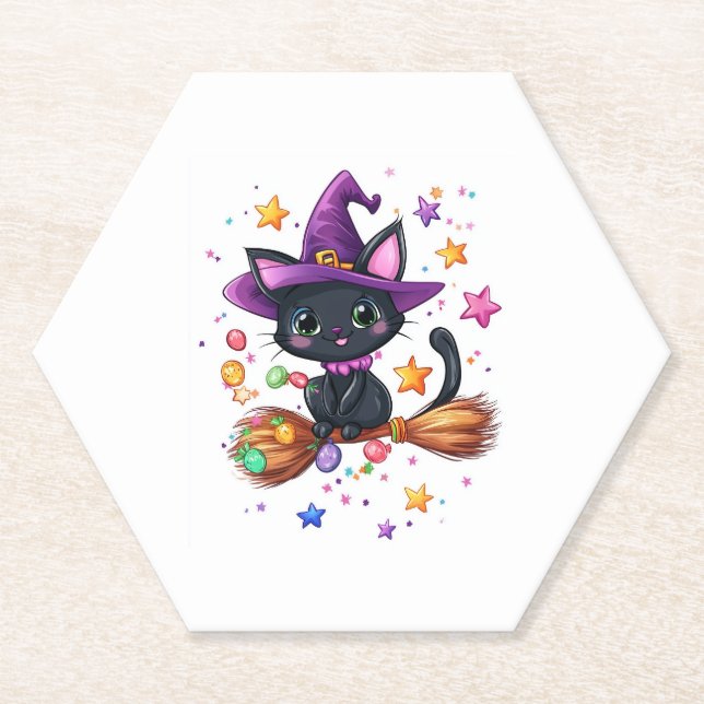 Posavasos De Papel Candy Witch Cat (Anverso)