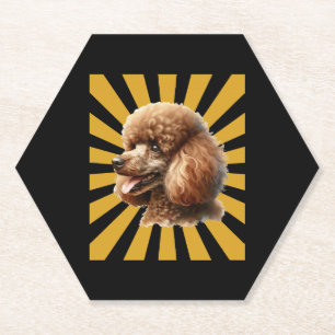 Posavasos De Papel Caniche estándar marrón Retro ráfaga de sol