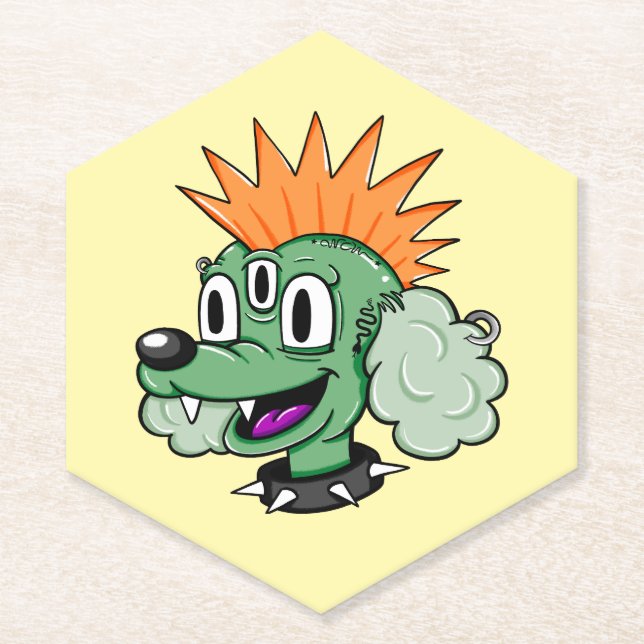 Posavasos De Papel Caniche Punk (Anverso)
