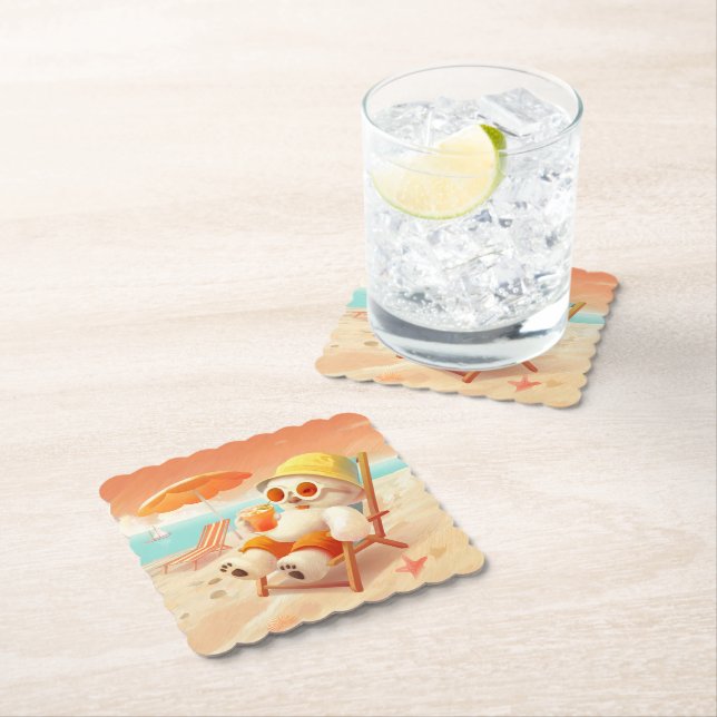 Posavasos De Papel Canto sonriente - Modo playa activado (In situ)