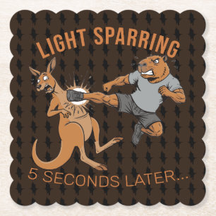 Posavasos De Papel Capybara divertido vs canguro ligero esparring MMA