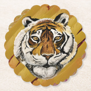 Posavasos De Papel Cara artística de pintura de tigres