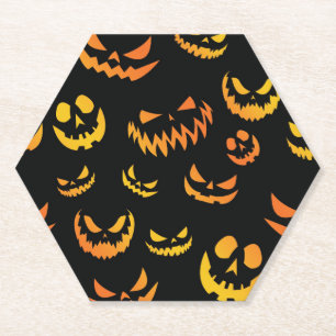 Posavasos De Papel Cara de calabaza de Jack O Lantern