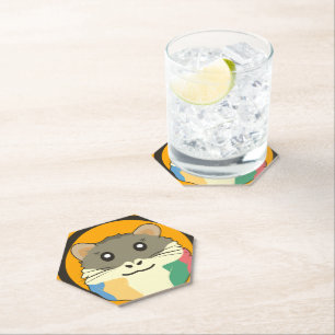 Posavasos De Papel Cara de hámster lindo con piel de colores: amante